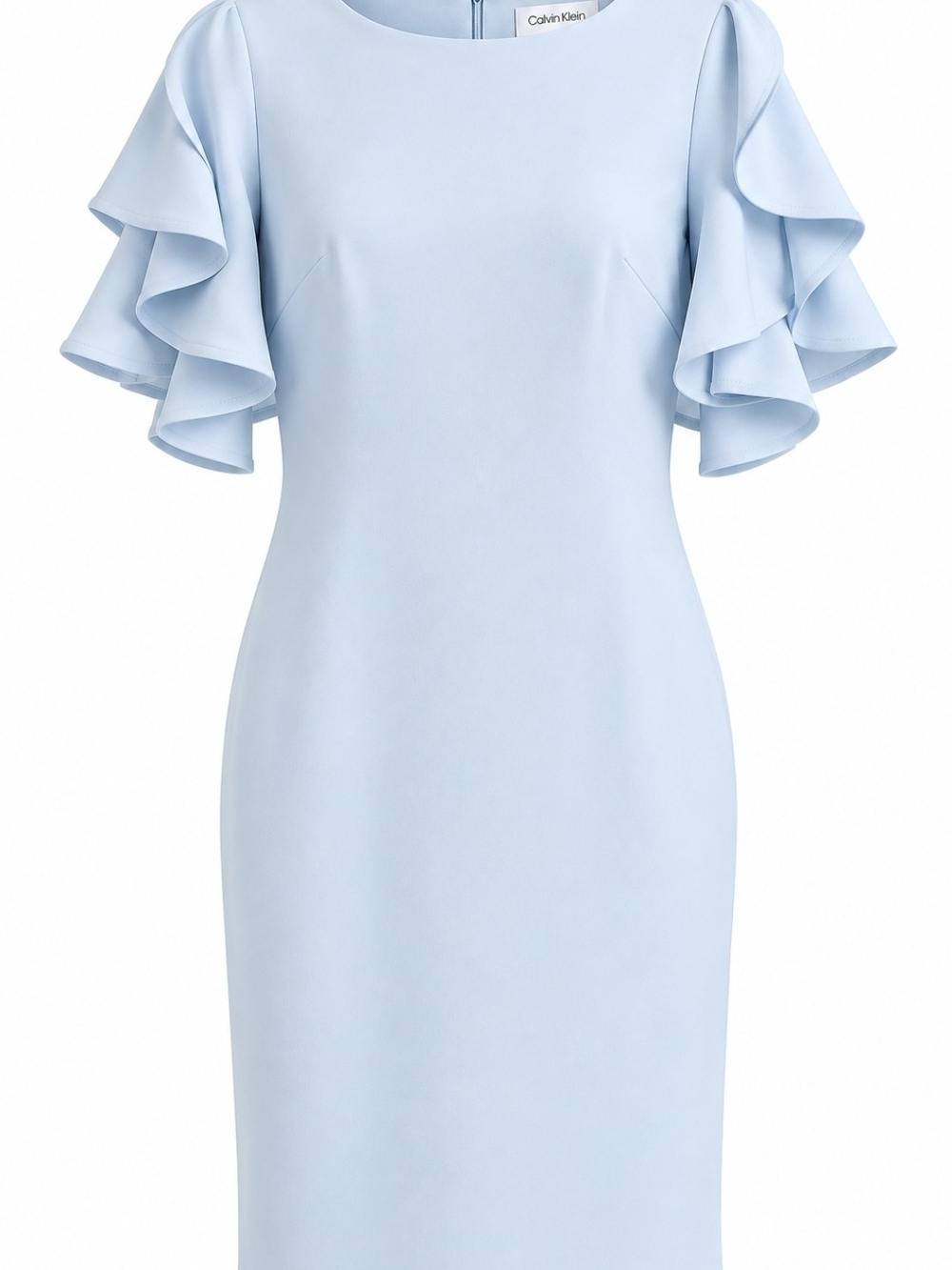 Calvin Klein Pale Blue Ruffle-Sleeve Sheath Midi Dress New with tag!